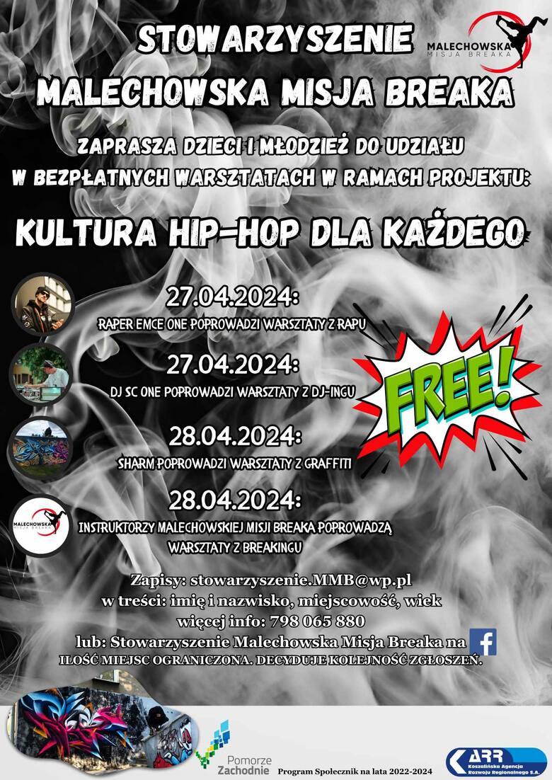 Kultura Hip-Hop dla każdego! Seria bezpłatnych warsztatów w Malechowie
