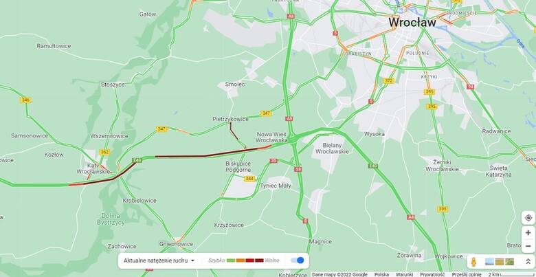 Wypadek i korek na autostradzie A4 pod Wrocławiem 7.08.2022