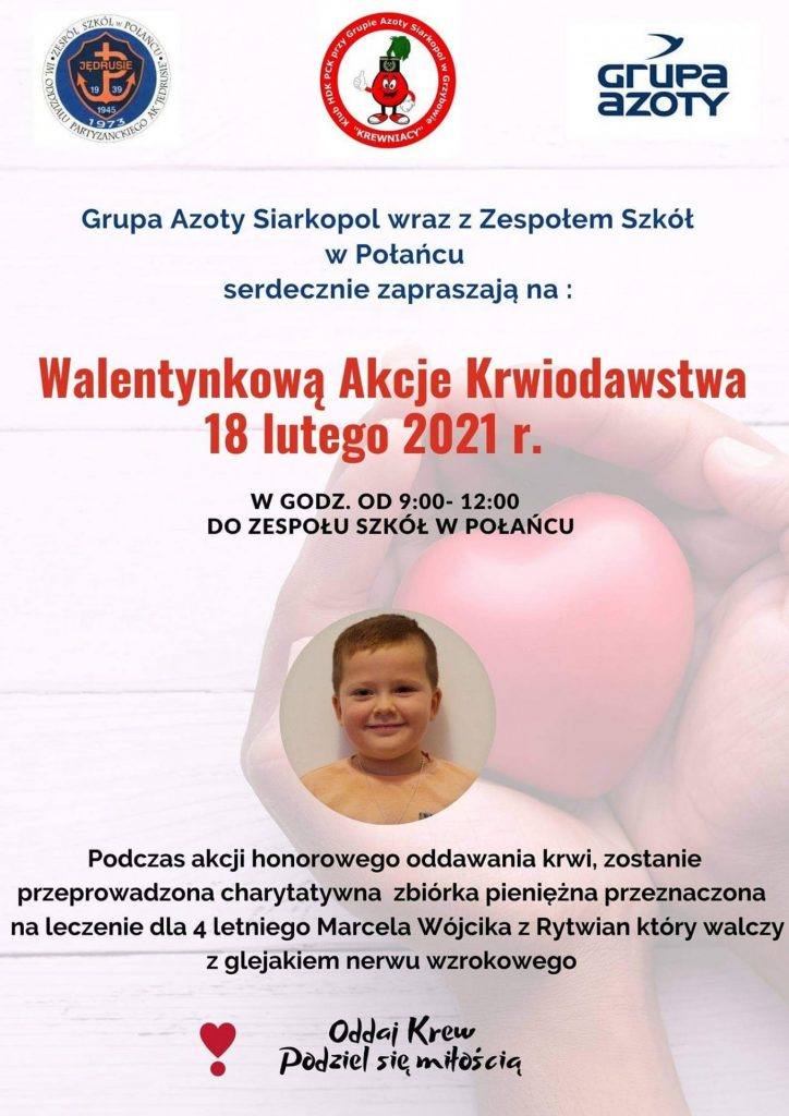 Walentynkowa akcja krwiodawstwa w Połańcu. Będą pomagać małemu Marcelkowi 