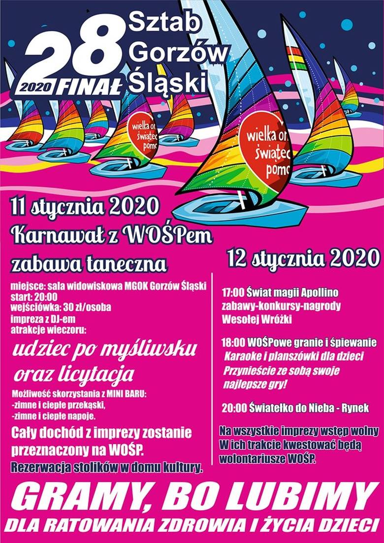 Program WOŚP 2020 w Gorzowie Śląskim.