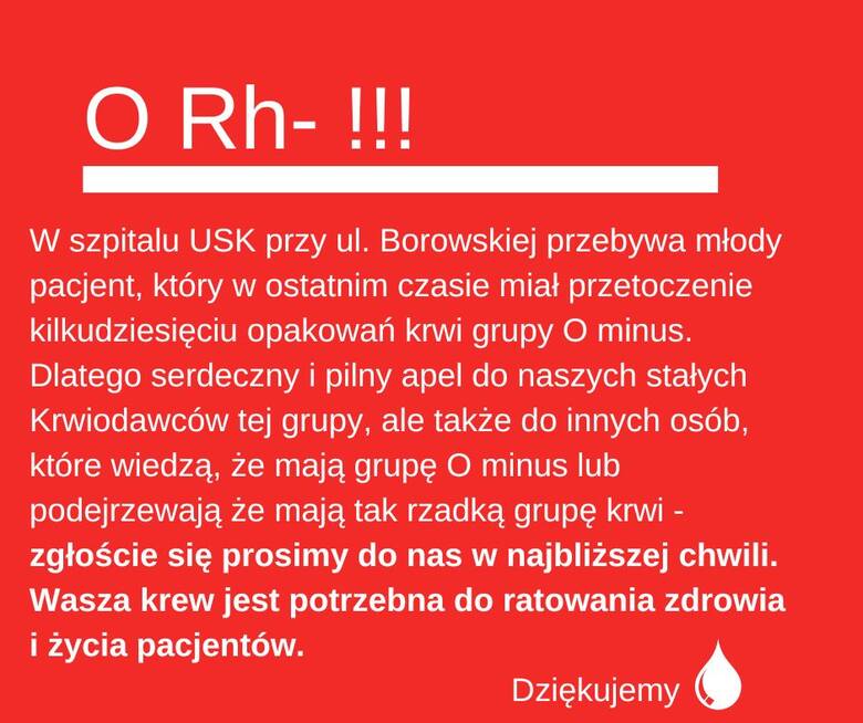 Pacjent przed czterdziestką, po ciężkim zawale serca, potrzebuje krwi. Wrocławski szpital apeluje do dawców 