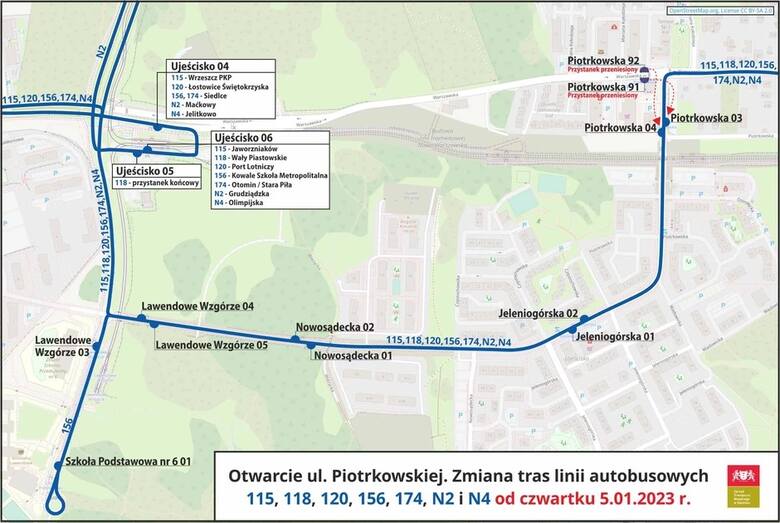 Zmiany w organizacji ruchu komunikacji miejskiej po otwarciu przejazdu ul. Piotrkowską.