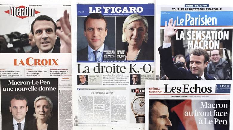 Okładki francuskich dzienników w poniedziałek 24 kwietnia, dzień po pierwszej turze wyników prezydenckich