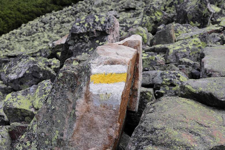Oznaczenie szlaku na skale