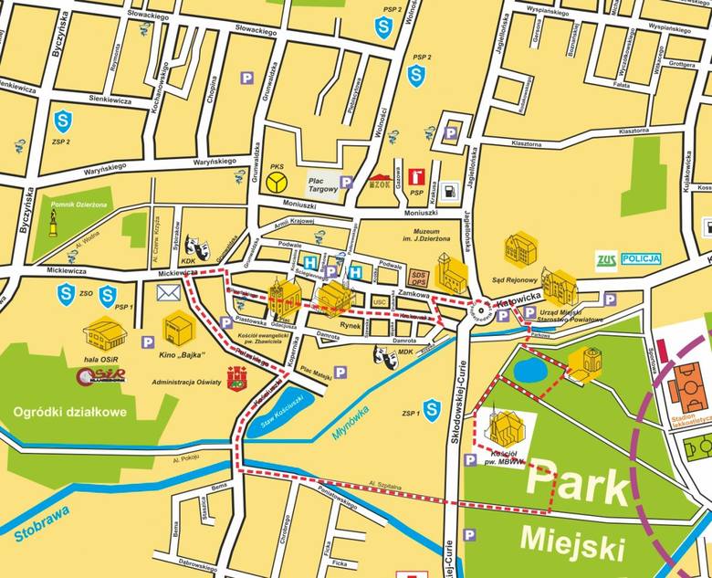 Mapa spaceru po Kluczborku