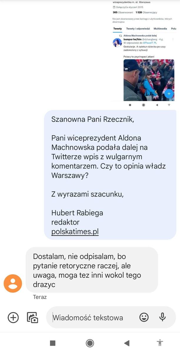 Odpowiedź rzeczniczki warszawskiego ratusza