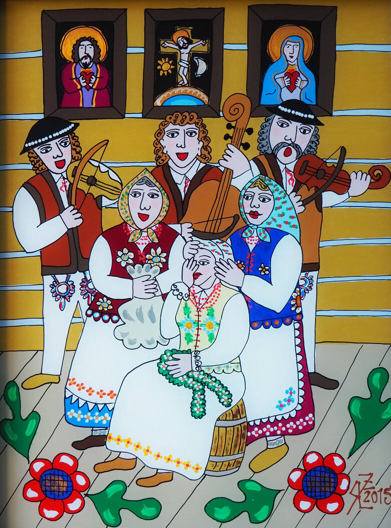 Obrazy na szkle malowane (oczepiny) Zdzisława Słoniny, artysty ludowego ze Świątnik Górnych 