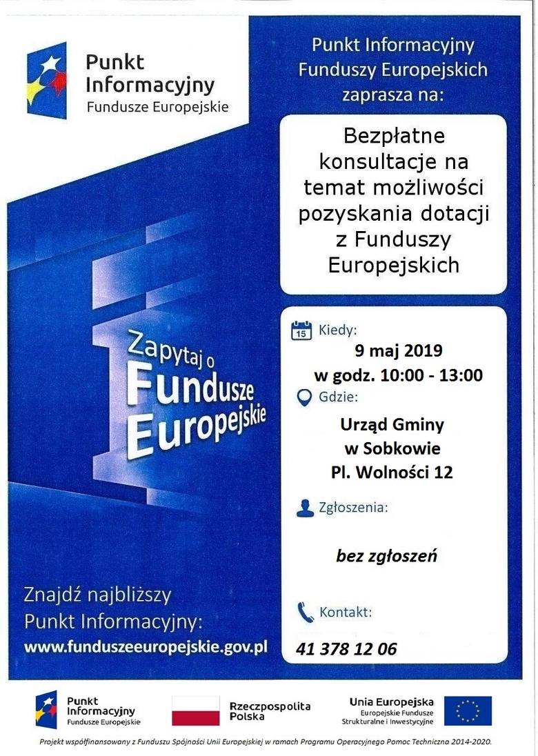 Bezpłatne konsultacje na temat możliwości pozyskania dotacji z Funduszy Europejskich w Sobkowie