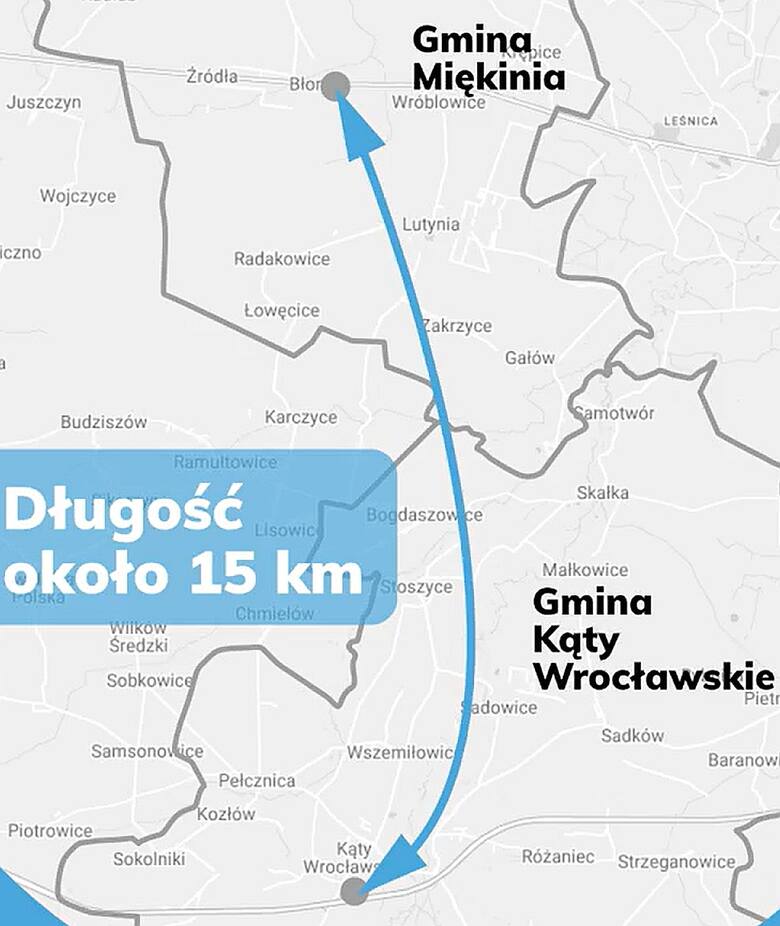 Planowana droga łącząca węzeł autostradowy A4 Kąty Wrocławskie z miejscowością Błonie na drodze krajowej 94 Wrocław - Środa Śląska.
