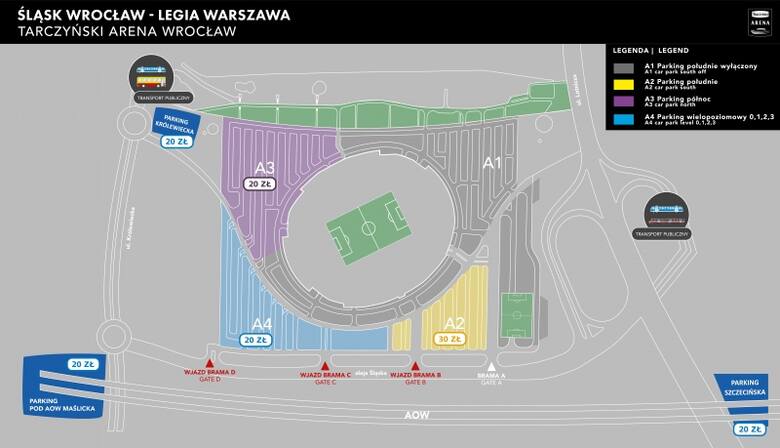 Śląsk - Legia. Dojazd, parkingi, komunikacja miejska, wejście na stadion, bilety - wszystko, co powinien wiedzieć kibic