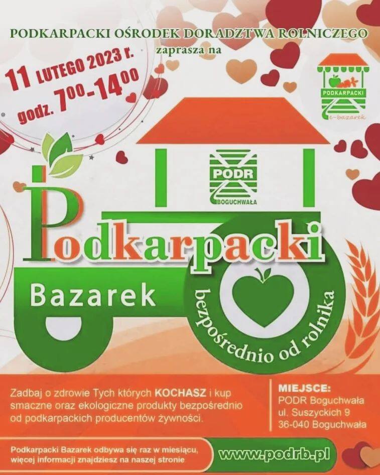 11 lutego od 7 do 14 zapraszamy do Boguchwały na Bazarek Walentynkowy organizowany przez PODR