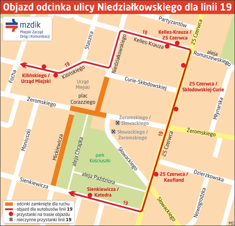 W sobotę i niedzielę w Radomiu będą utrudnienia w ruchu i objazdy w centrum