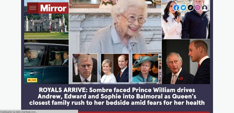 Brytyjskie media o Elżbiecie II: Brytyjczycy czuwają u bram jej zamku i modlą się