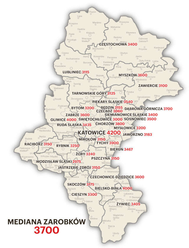 Mapa zarobków w woj. śląskim: Zobacz, kto zarabia najlepiej, w jakim mieście w zależności od wieku, stażu pracy i wielkości firmy.