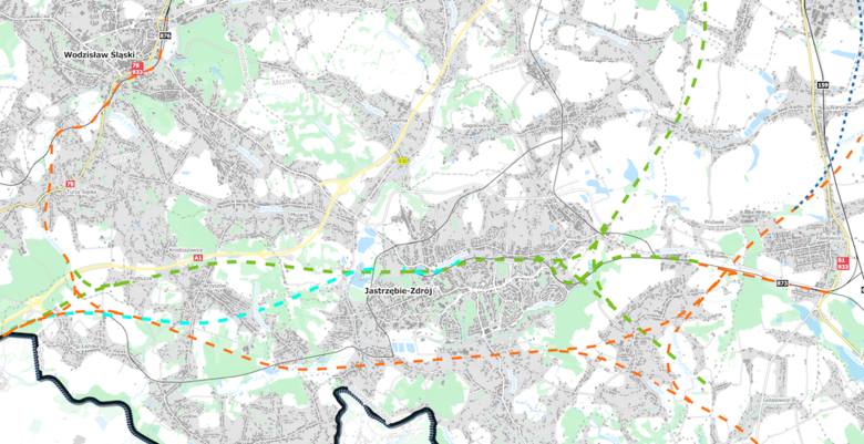 7 mln zł na projekt nowej linii kolejowej do Jastrzębia. Na mapach projektowane nowe trasy CPK