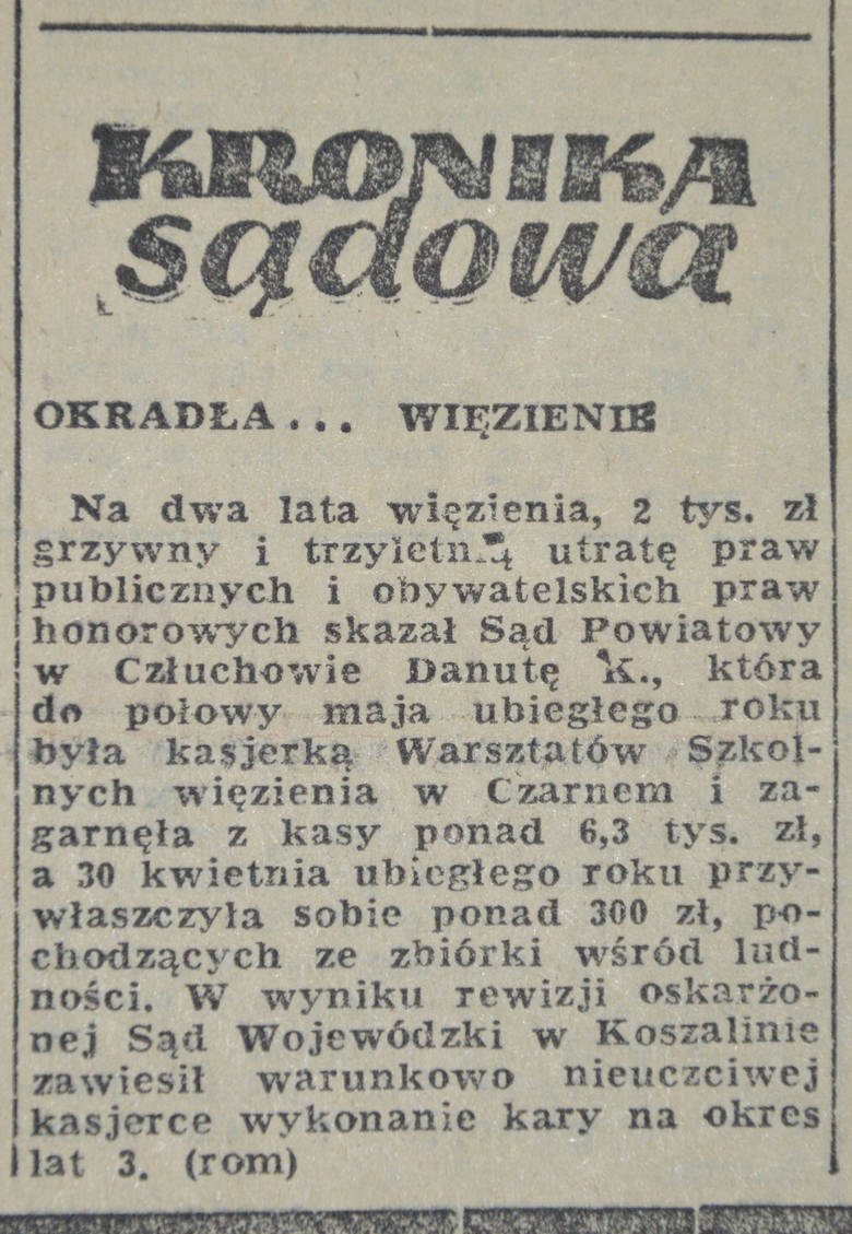 1 stycznia 1967 r. - nieuczciwy listonosz z Białogardu.
