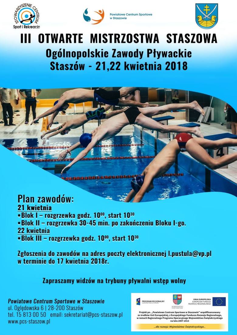 Ogólnopolskie zawody pływackie w Staszowie już 21,22 kwietnia [PROGRAM]