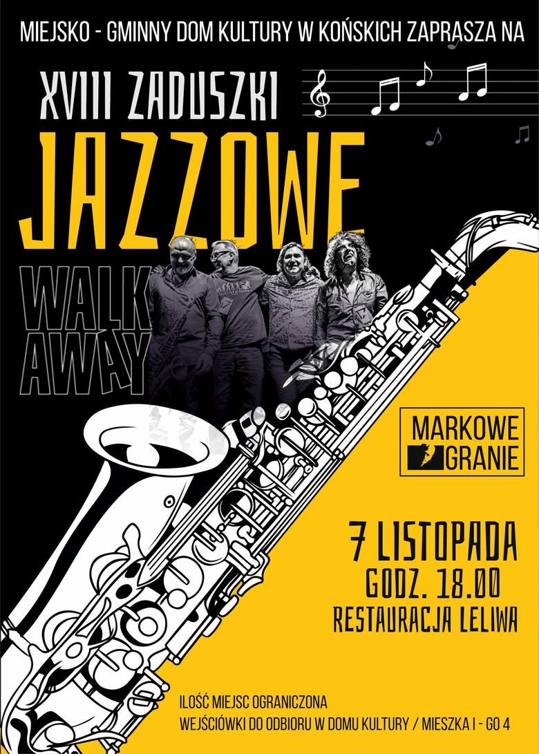 Zespół Walk Away zagra na koneckich Zaduszkach Jazzowych 2021 w Końskich