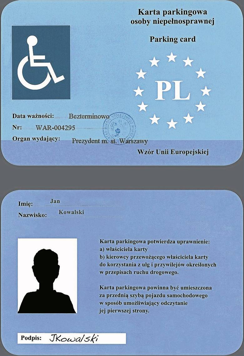 Z karty parkingowej można korzystać w Polsce i Unii Europejskiej. Osoba prywatna otrzyma ją maksymalnie na pięć lat