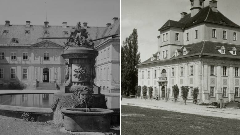 Nieistniejący pałac w Rybarzowicach (po lewej) i nieistniejący pałac w Gościszowie (po prawej).Podobnych miejsc jest na Dolnym Śląsku więcej. Warto wybrać