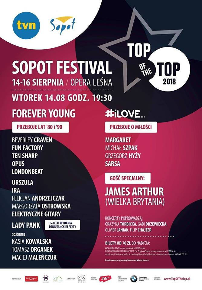 Top of the Top Sopot Festival 2018 odbędzie się 14-16 sierpnia w Operze Leśnej