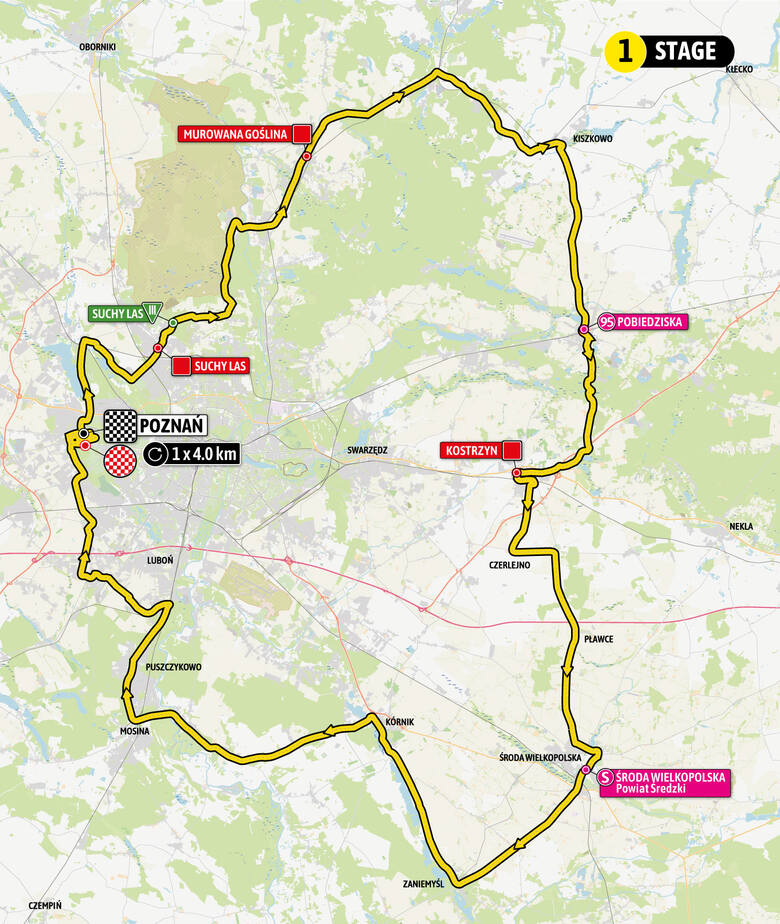 Trasa 1. etapu Tour de Pologne 2023