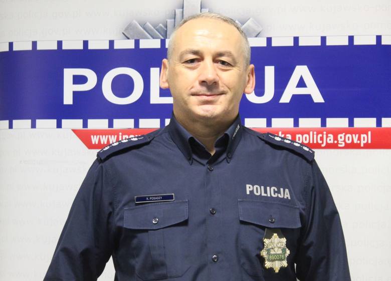 Asp. szt. Karol Posadzy pełni służbę w Policji od 20 lat, od początku w komisariacie w Gniewkowie.