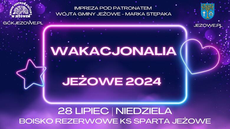 Wakacjonalia to impreza obchodzona w ramach Dni Jeżowego. W tym roku wydarzenie odbędzie się 28 lipca. Zagrają Ania Dąbrowska, zespół Piersi i Luka Rosi.