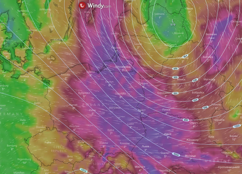Prognozowane porywy wiatru w Polsce w poniedziałek wielkanocny