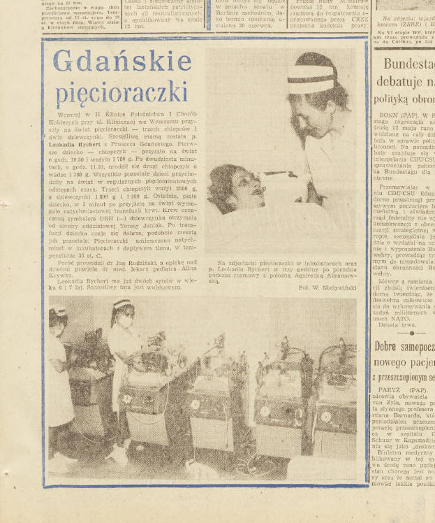 Artykuł o pięcioraczkach z „Dziennika Bałtyckiego” z 1971 roku