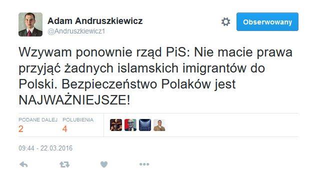 Wypowiedź Adama Andruszkiewicza na Twitterze