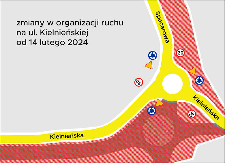 Reorganizacja ruchu od 14 lutego na skrzyżowaniu ul. Kielnieńskiej z ulicą Spacerową w Gdańsku