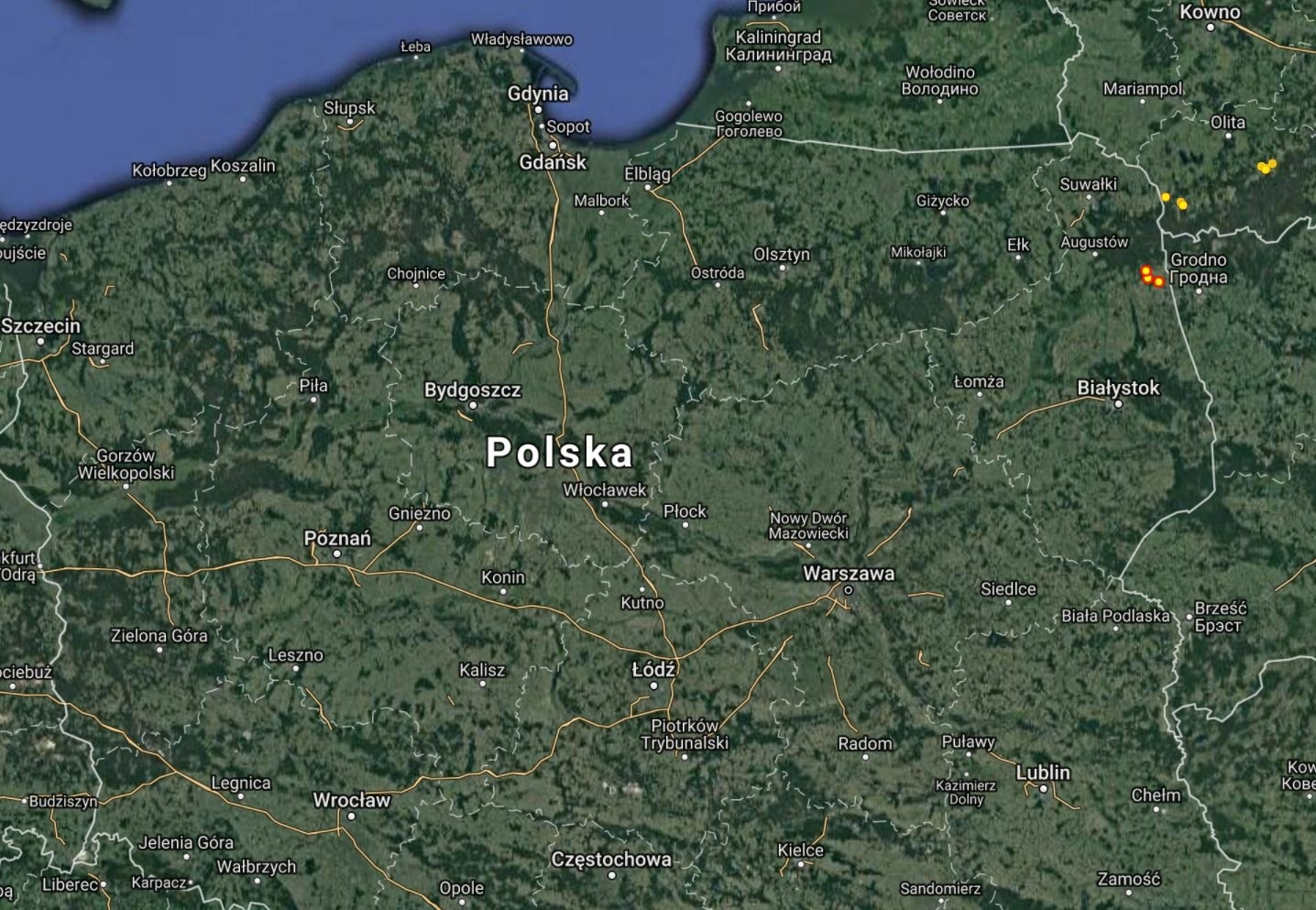 Interaktywna mapa burzowa Polski