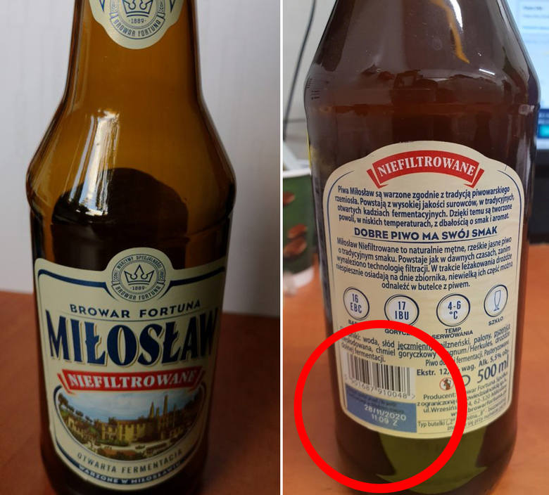 Kawałki szkła w piwie. Browar Fortuna wycofuje ze sprzedaży partię piwa Miłosław Niefiltrowane 16.06.2020