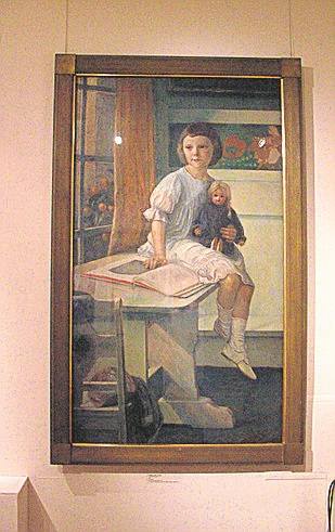 Obraz Leokadii Łempickiej „Dziewczynka na stole”.