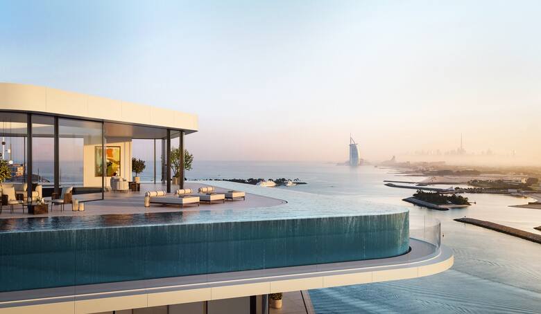 Apartament z przestronnym taras i spektakularnym widokiem na Dubaj
