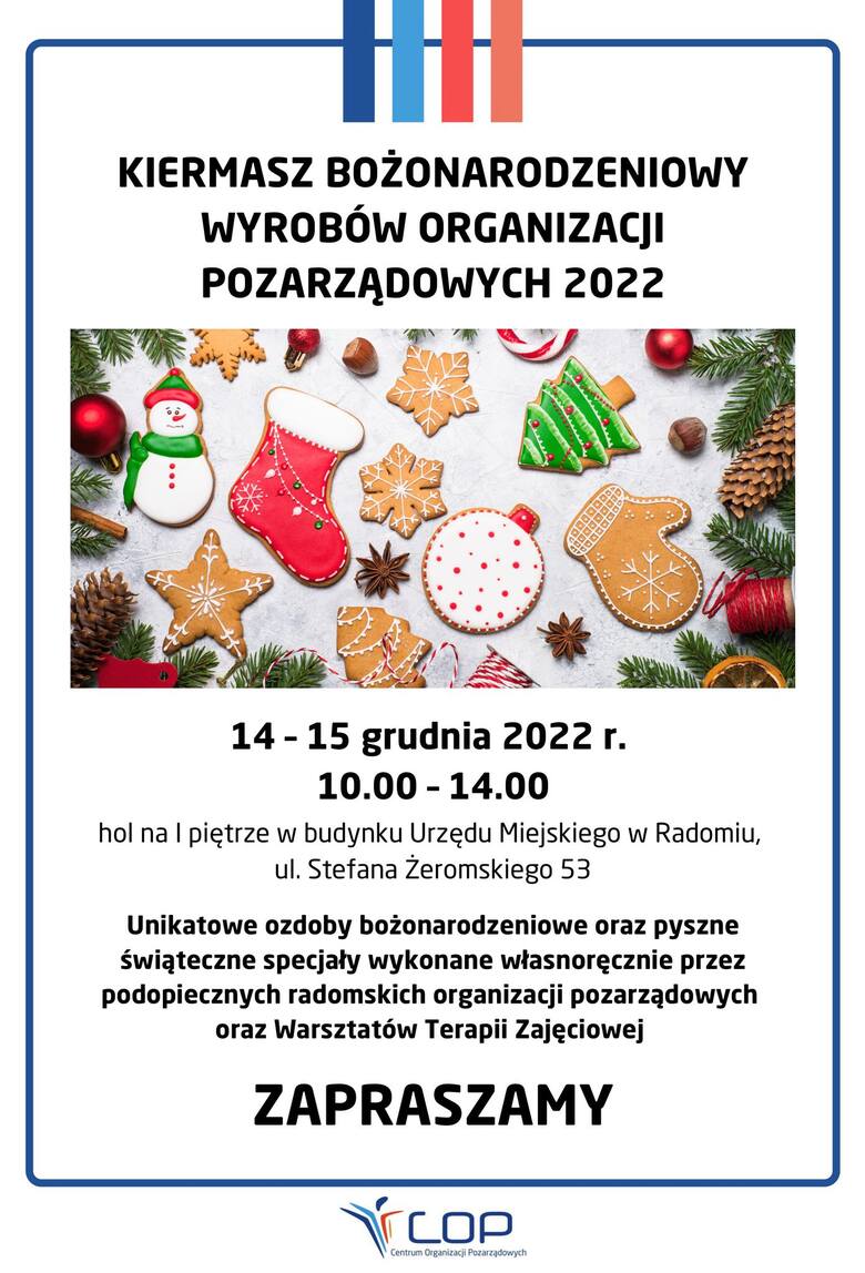 Kiermasz Bożonarodzeniowy 2022 w Urzędzie Miejskim w Radomiu. Będą ozdoby oraz świąteczne przysmaki