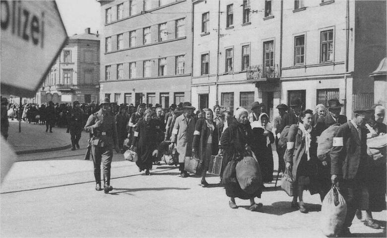 Deportacja Żydów z getta, dzisiejsza ul. Lwowska (ówcześnie ul. Salinarna), marzec 1943