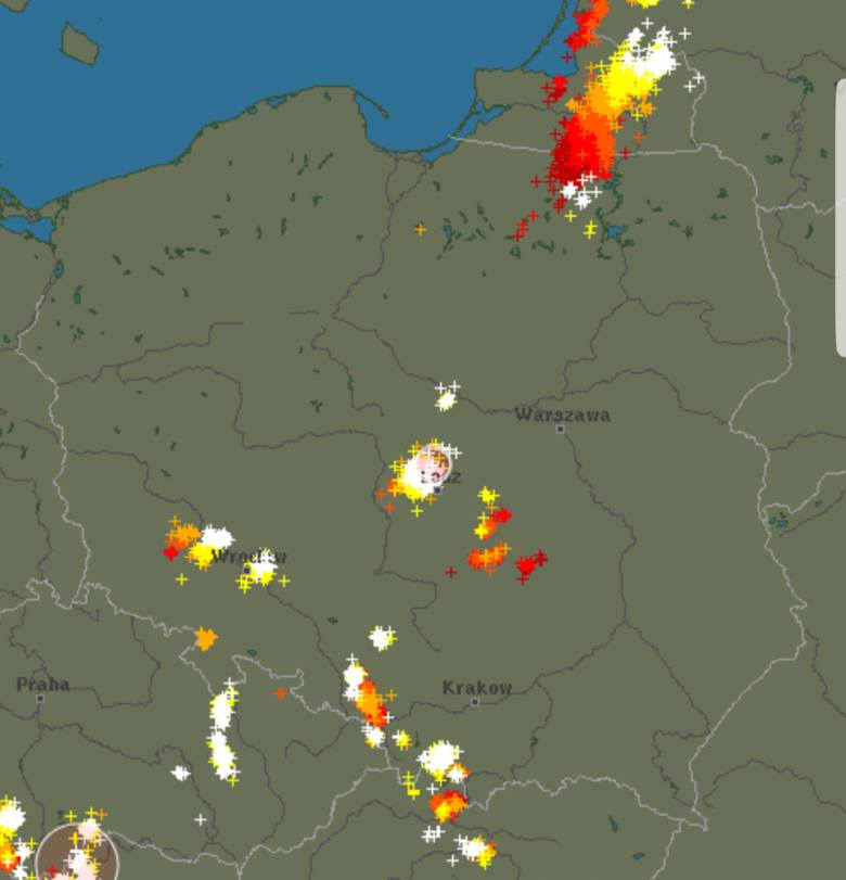 Sytuacja burzowa w Polsce o godz. 17.00