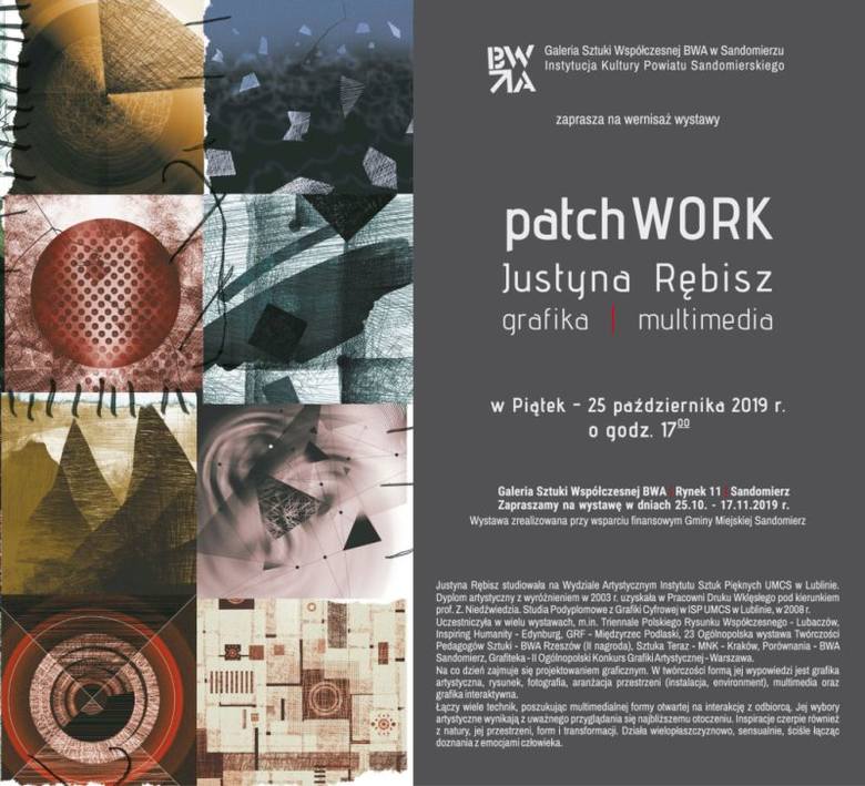 Justyna Rębisz - patchWORK - grafika - multimedia - nowa wystawa w Sandomierzu