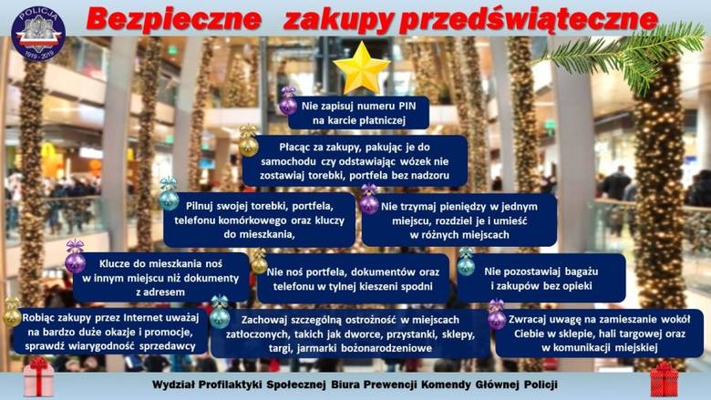 Komenda Główna Policji przygotowała zbiór porad dla osób robiących zakupy przed świętami