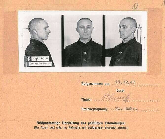 Fragment akt osobowych żołnierza Armii Krajowej Jerzego Michalika, skazanego na karę śmierci przez sąd doraźny niemieckiej policji bezpieczeństwa