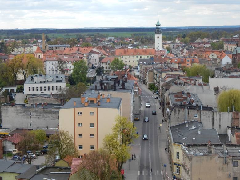 Widok z wieży ciśnień w Sulechowie.