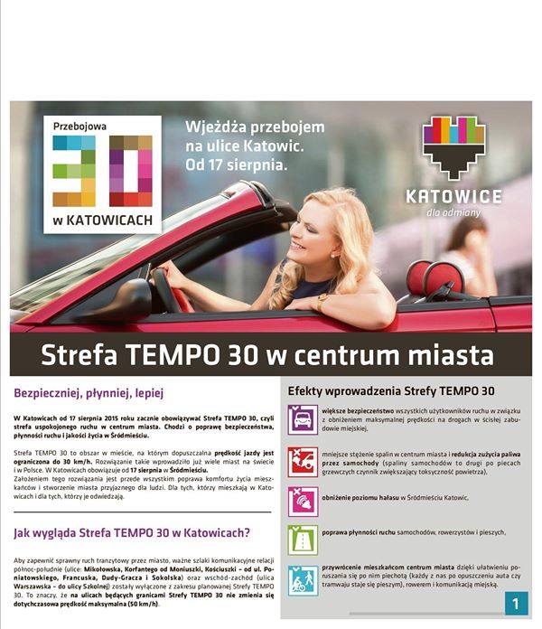Katowice: startuje kampania informacyjna nt. Strefy Tempo 30