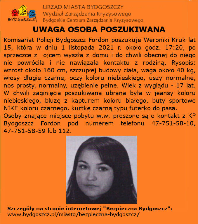 W Bydgoszczy zaginęła nastolatka.
