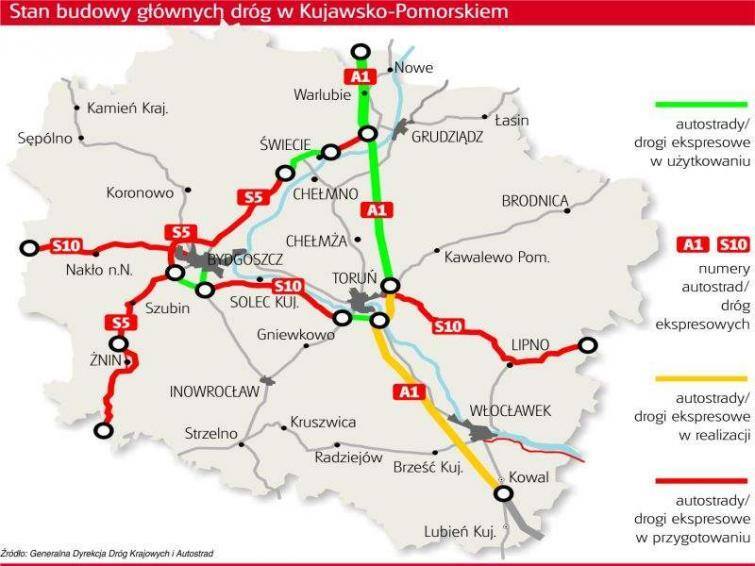 Kujawsko-pomorskiego odcinka drogi S5 znów nie ma w rządowych planach na lata 2014-20