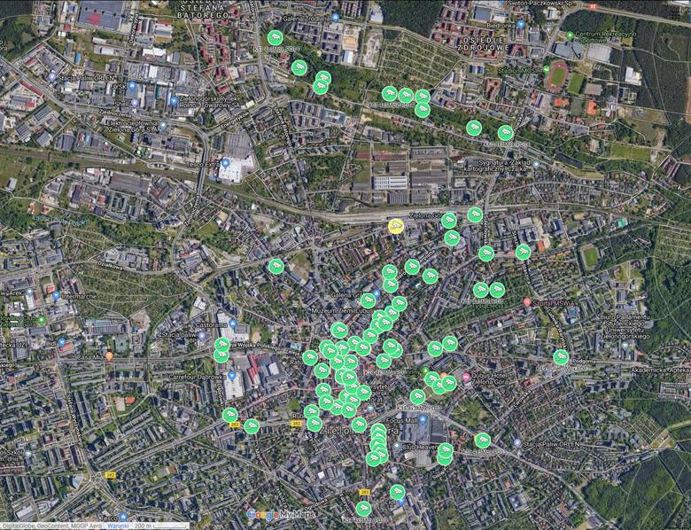 Mapa kamer z miejskiego monitoringu