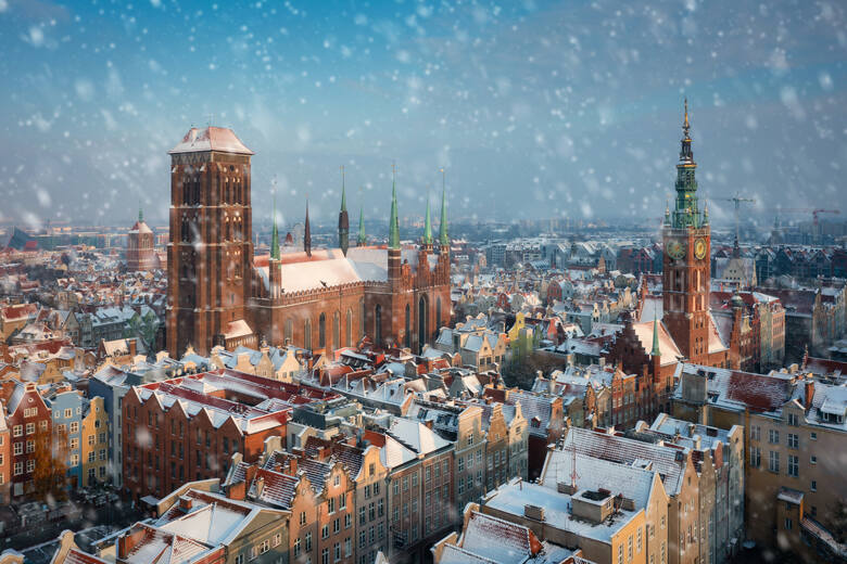 Widok na Gdańsk zimą