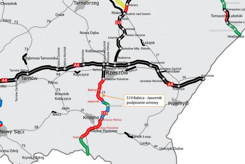 Podpisano umowę na budowę odcinka S19 Babica - Jawornik. W realizacji jest pięć odcinków trasy Via Carpatia