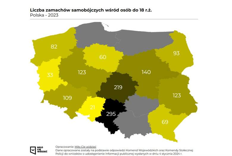 Dzieci i młodzież z woj. lubelskiego podjęły w 2023 roku aż 123 próby samobójcze. 9 zakończyło się śmiercią